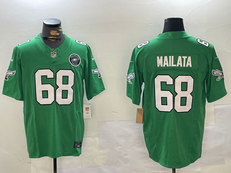 Men Philadelphia Eagles #68 Mailata Green Throwback 2024 Nike Vapor Limited NFL Jersey style 2